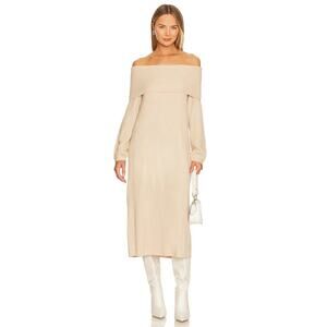 WeWoreWhat Women's Off The Shoulder Sweater Dress Cable Knit Beige Size XS